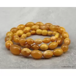 ANTIQUE Vintage Egg Yolk BARREL Baltic amber necklace 22in