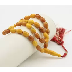Antique Islamic 33 Egg Yolk Baltic amber prayer OLIVE beads