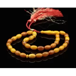 Antique Islamic 33 Egg Yolk Baltic amber prayer OLIVE beads