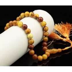 Antique Islamic 33 Egg Yolk Baltic amber prayer ROUND beads