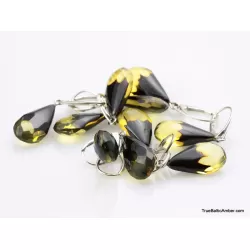 5 Faceted drops Baltic amber earrings
