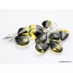 5 Faceted drops Baltic amber earrings