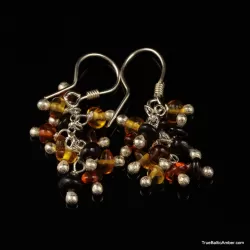 Grape bunch Baltic amber multi dangle earrings