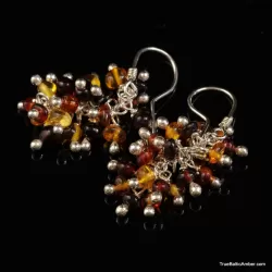 Grape bunch Baltic amber multi dangle earrings