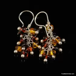 Grape bunch Baltic amber multi dangle earrings
