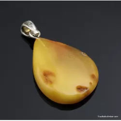 Egg Yolk Baltic amber silver pendant