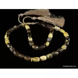 Islamic 33 Baltic amber Prayer BARREL beads