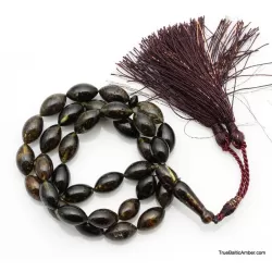 Large Islamic 33 Prayer Dark OLIVE Baltic amber beads rosary