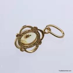 Gold Plated Baltic amber pendant with insect inclusion