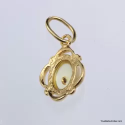 Gold Plated Baltic amber pendant with insect inclusion