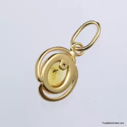 Gold Plated Baltic amber pendant with insect inclusion