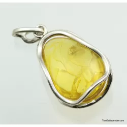 Large amulet Baltic amber silver pendant w insect inclusion 11g