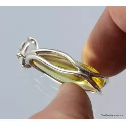 Baltic amber silver pendant w insect inclusion 8g