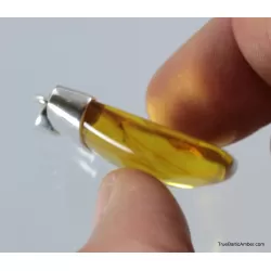 Baltic amber silver pendant w insect inclusion 8g
