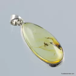 Baltic amber silver pendant w insect inclusion 6g