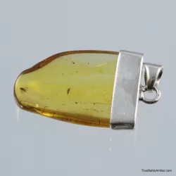Baltic amber silver pendant w insect inclusion 7g