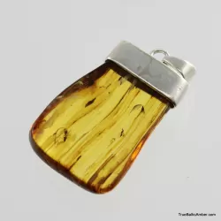 Baltic amber silver pendant w insect inclusion 10g