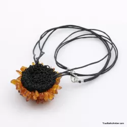 Flower Baltic amber artisan pendant necklace