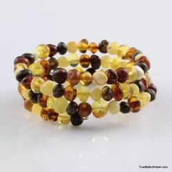 Multi BAROQUE beads Baltic amber Memory wire bracelet