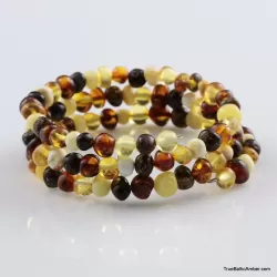 Multi BAROQUE beads Baltic amber Memory wire bracelet