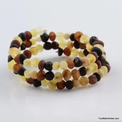 Multi Raw BAROQUE beads Baltic amber Memory wire bracelet