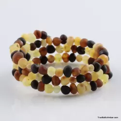 Multi Raw BAROQUE beads Baltic amber Memory wire bracelet