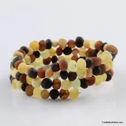 Multi Raw BAROQUE beads Baltic amber Memory wire bracelet