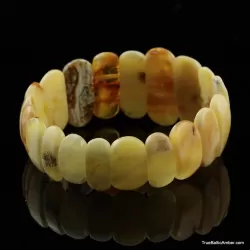 White pieces Baltic amber stretch bracelet