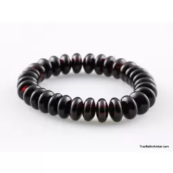 Glossy Cherry Button beads Baltic amber stretch bracelet