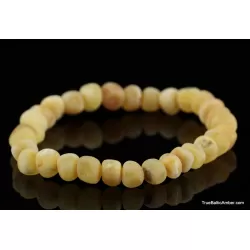 Raw Butter BAROQUE beads Baltic amber bracelet 7in