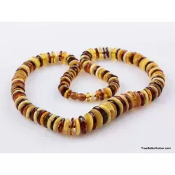 Multi BUTTONS Baltic amber necklace 24in