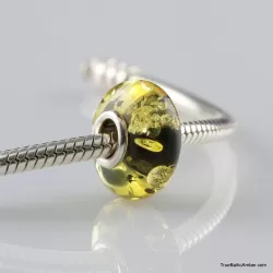 Green Baltic amber PANDORA style bead