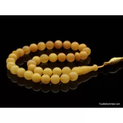 Islamic 33 Prayer Egg Yolk ROUND Baltic amber beads rosary