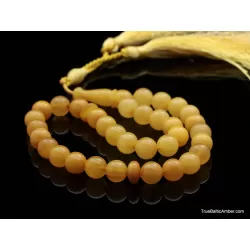 Islamic 33 Prayer Egg Yolk ROUND Baltic amber beads rosary