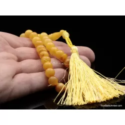 Islamic 33 Prayer Egg Yolk ROUND Baltic amber beads rosary