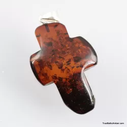 Cross shape Baltic amber pendant