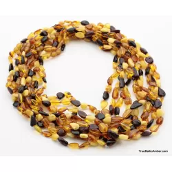 10 Multi BEANS Baltic amber adult wholesale necklaces 21in