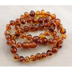 Cognac BAROQUE Baby teething Baltic amber bracelet