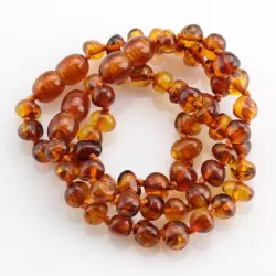 Cognac BAROQUE Baby teething Baltic amber bracelet