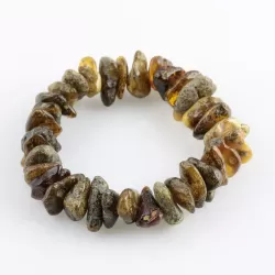 Dark stones Baltic amber elastic bracelet 8in
