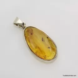 Baltic amber silver pendant w insect inclusion 5g