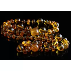 Vintage Composition beads Baltic amber necklace 28in