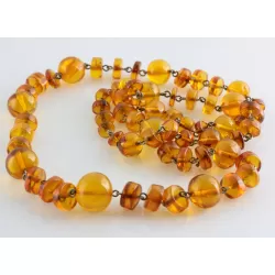 Vintage Composition beads Baltic amber necklace 28in