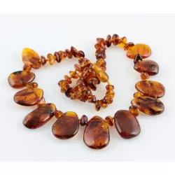 Leave shape beads Baltic amber necklace 19in