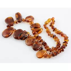 Leave shape beads Baltic amber necklace 19in
