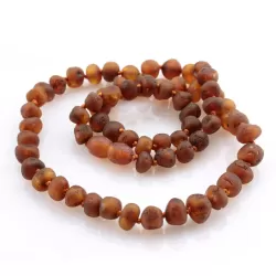 Raw Cognac BAROQUE beads Baltic amber necklace 17in