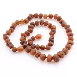 Raw Cognac BAROQUE beads Baltic amber necklace 17in