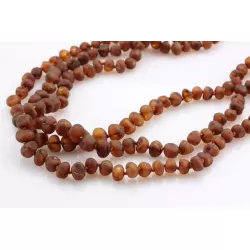Raw Cognac BAROQUE beads Baltic amber necklace 17in
