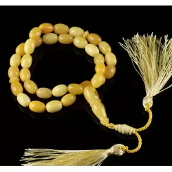 Islamic 33 Prayer Egg Yolk OLIVE Baltic amber beads rosary