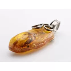 Huge amulet Baltic amber silver pendant w insect inclusion 55g